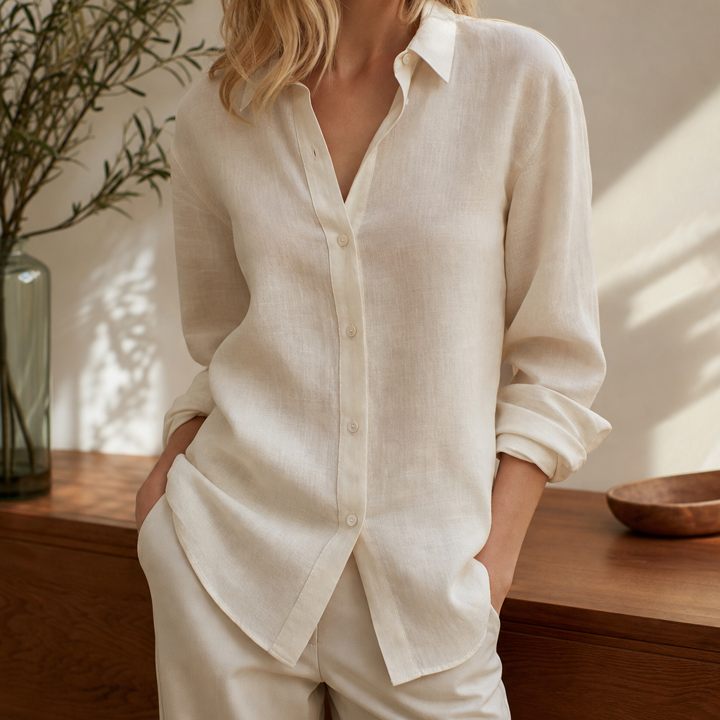 Margot Linen Button Down Shirt — alternate angle
