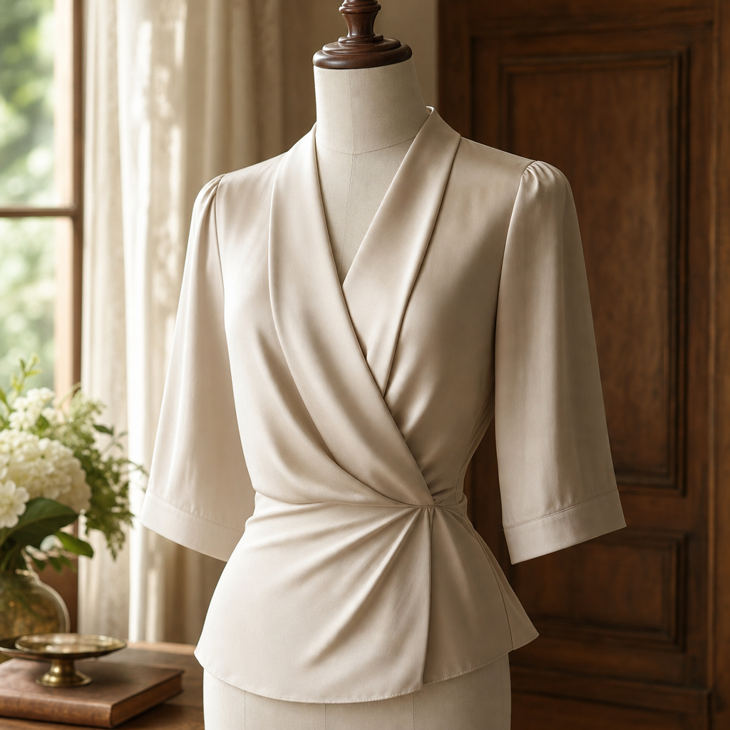 Celestine Satin Surplice Top — alternate angle