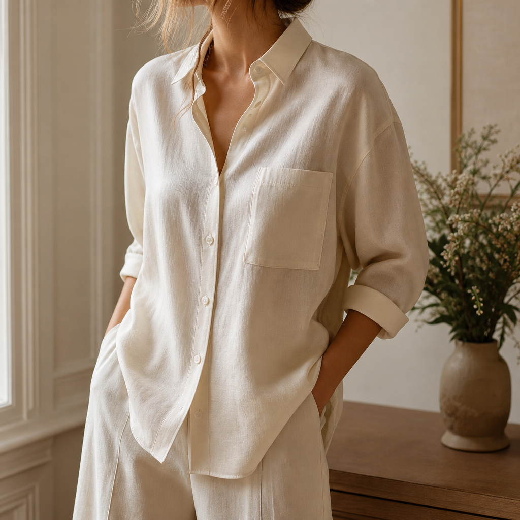 Isla Linen Silk Relaxed Shirt — alternate angle