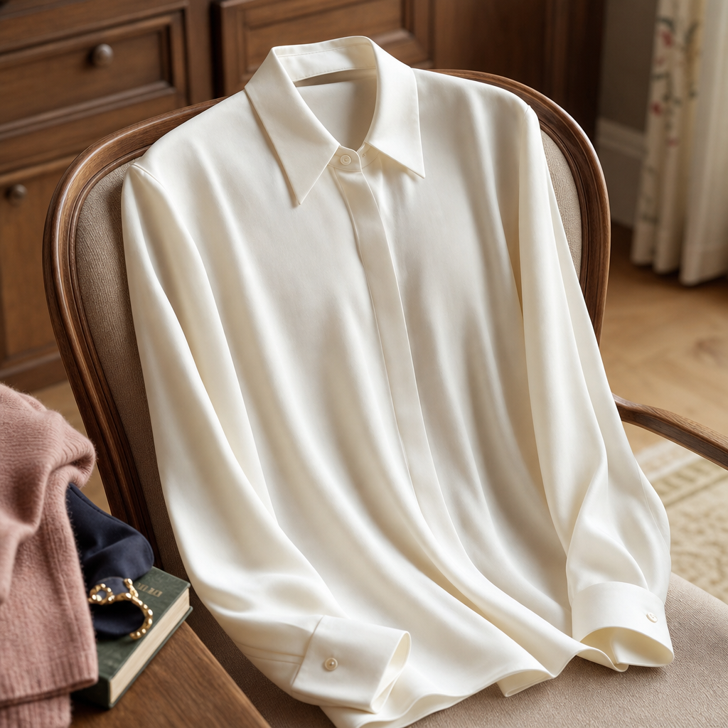 Bancroft Ivory Silk Shirt — alternate angle