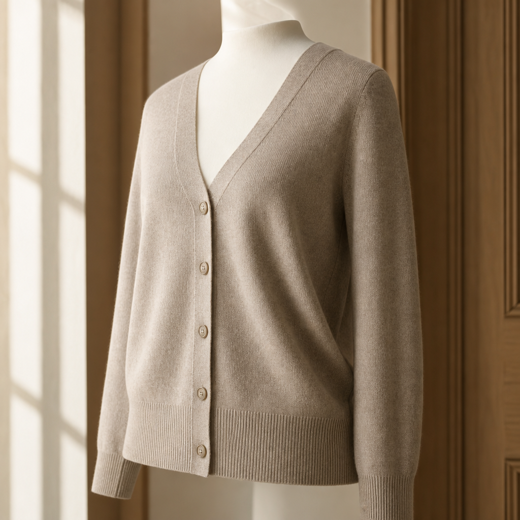 Varenne V Neck Cashmere Cardigan — alternate angle