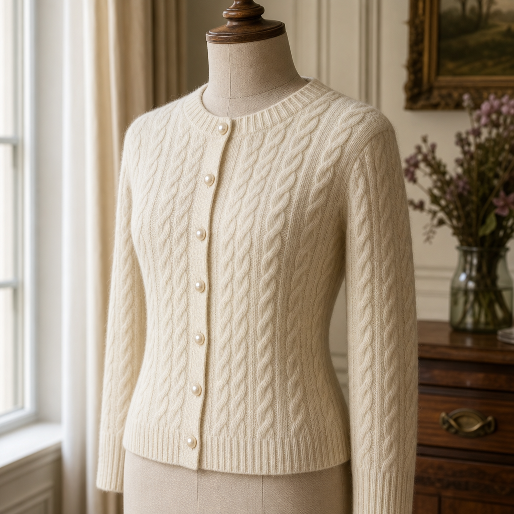 Arlington Cable Wool Cashmere Cardigan — alternate angle