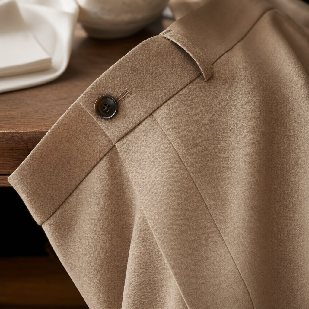 Hadleigh High Rise Wool Trouser — detail material