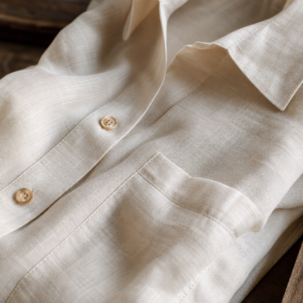 Isla Linen Silk Relaxed Shirt — detail material