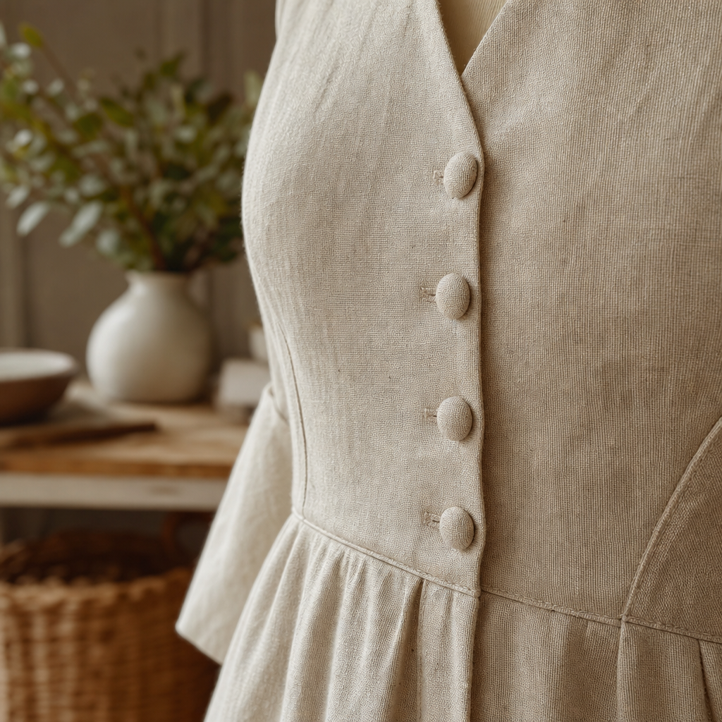 Eliza Linen Midi Dress — detail material