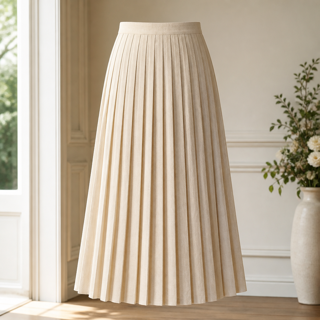 Rosalind Pleated Midi Skirt — hero front