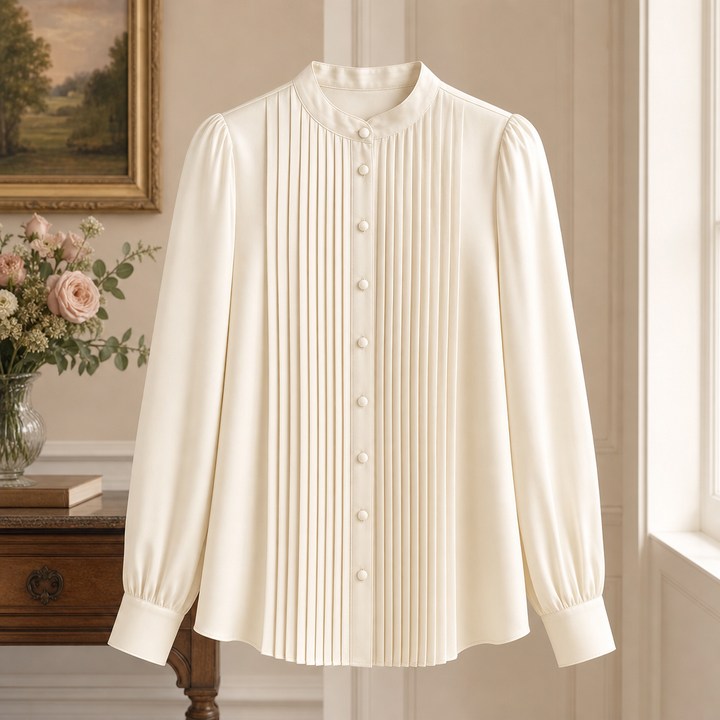 Camille Pleated Silk Blouse